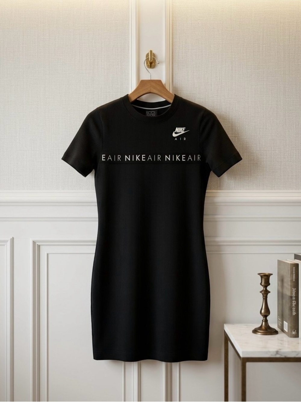 Nike Black Ribbed Logo Mini Dress
